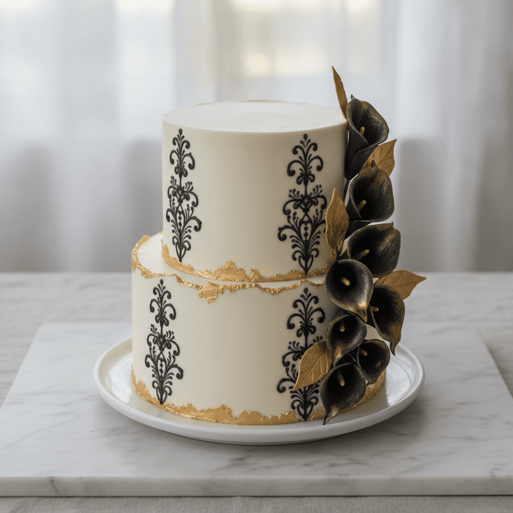 Two tier cake white colour, with