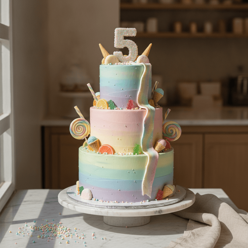 Candyland theme cake 5th birthday —